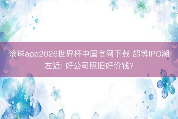 滚球app2026世界杯中国官网下载 超等IPO潮左近: 好公司照旧好价钱?