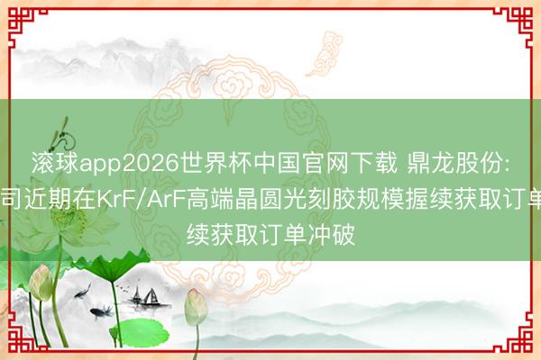 滚球app2026世界杯中国官网下载 鼎龙股份: 子公司近期在KrF/ArF高端晶圆光刻胶规模握续获取订单冲破