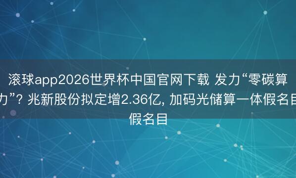 滚球app2026世界杯中国官网下载 发力“零碳算力”? 兆新股份拟定增2.36亿, 加码光储算一体假名目