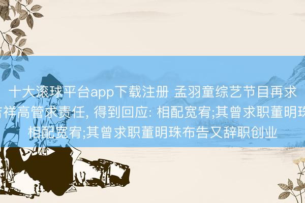十大滚球平台app下载注册 孟羽童综艺节目再求职, 现场主动向吉祥高管求责任, 得到回应: 相配宽宥;其曾求职董明珠布告又辞职创业