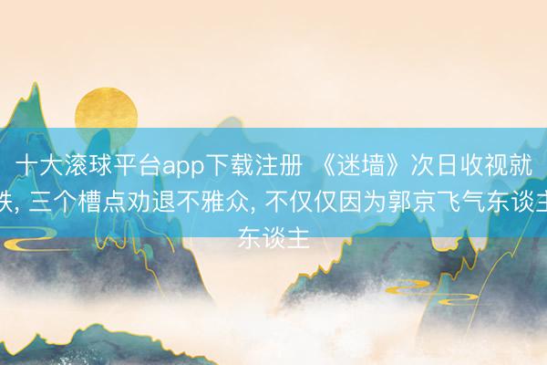 十大滚球平台app下载注册 《迷墙》次日收视就跌, 三个槽点劝退不雅众, 不仅仅因为郭京飞气东谈主