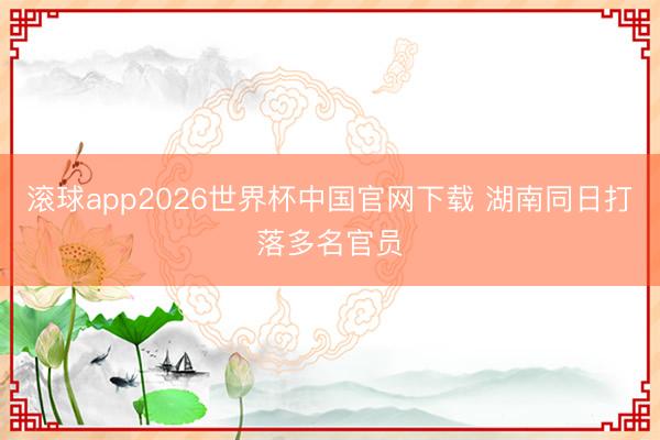 滚球app2026世界杯中国官网下载 湖南同日打落多名官员