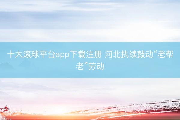 十大滚球平台app下载注册 河北执续鼓动“老帮老”劳动