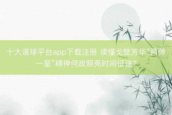 十大滚球平台app下载注册 读懂戈壁芳华“两弹一星”精神何故照亮时间征途?