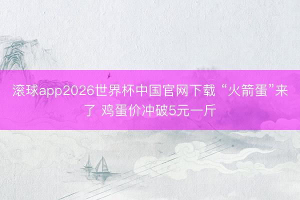 滚球app2026世界杯中国官网下载 “火箭蛋”来了 鸡蛋价冲破5元一斤