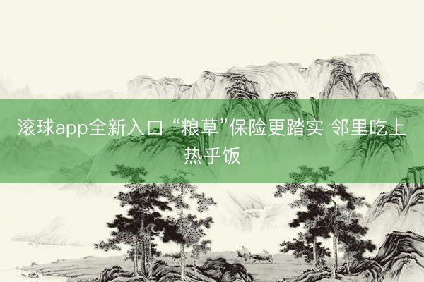 滚球app全新入口 “粮草”保险更踏实 邻里吃上热乎饭