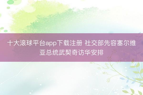 十大滚球平台app下载注册 社交部先容塞尔维亚总统武契奇访华安排