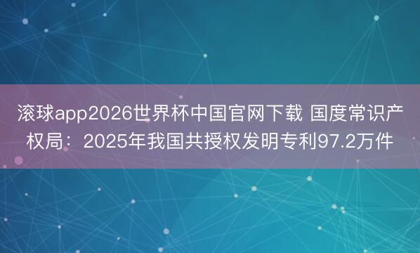 滚球app2026世界杯中国官网下载 国度常识产权局:2025年我国共授权发明专利97.2万件