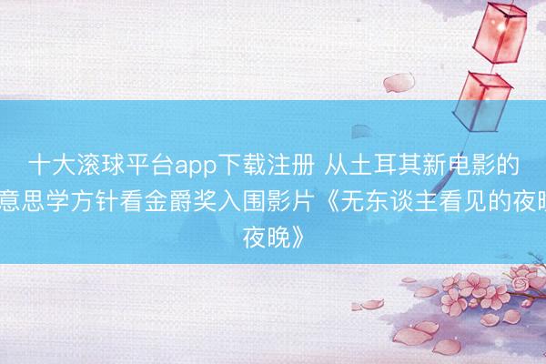 十大滚球平台app下载注册 从土耳其新电影的好意思学方针看金爵奖入围影片《无东谈主看见的夜晚》